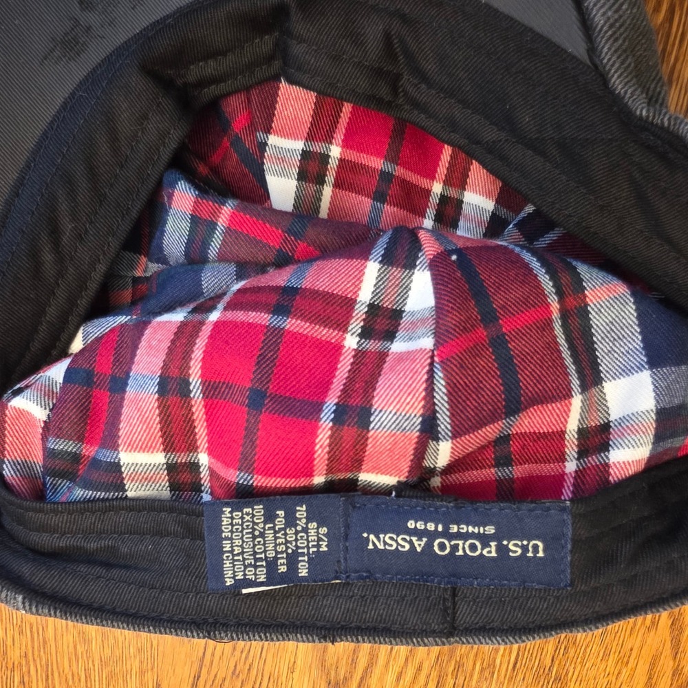 US Polo Assn Mens New Boy Gray Twill Flat Cap Ivy Driving Hat Plaid Lined S/M - Picture 3 of 6